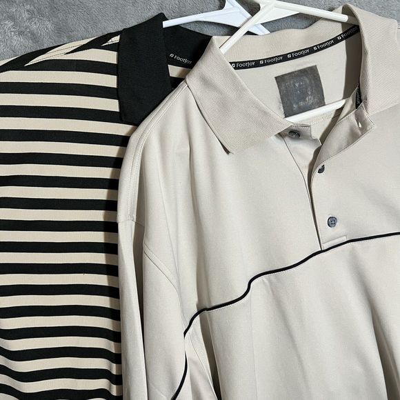 Footjoy FJ Mens Size XL Striped Stretch S/S Performance Golf Polo Shirt Lot of 2 - Picture 1 of 16